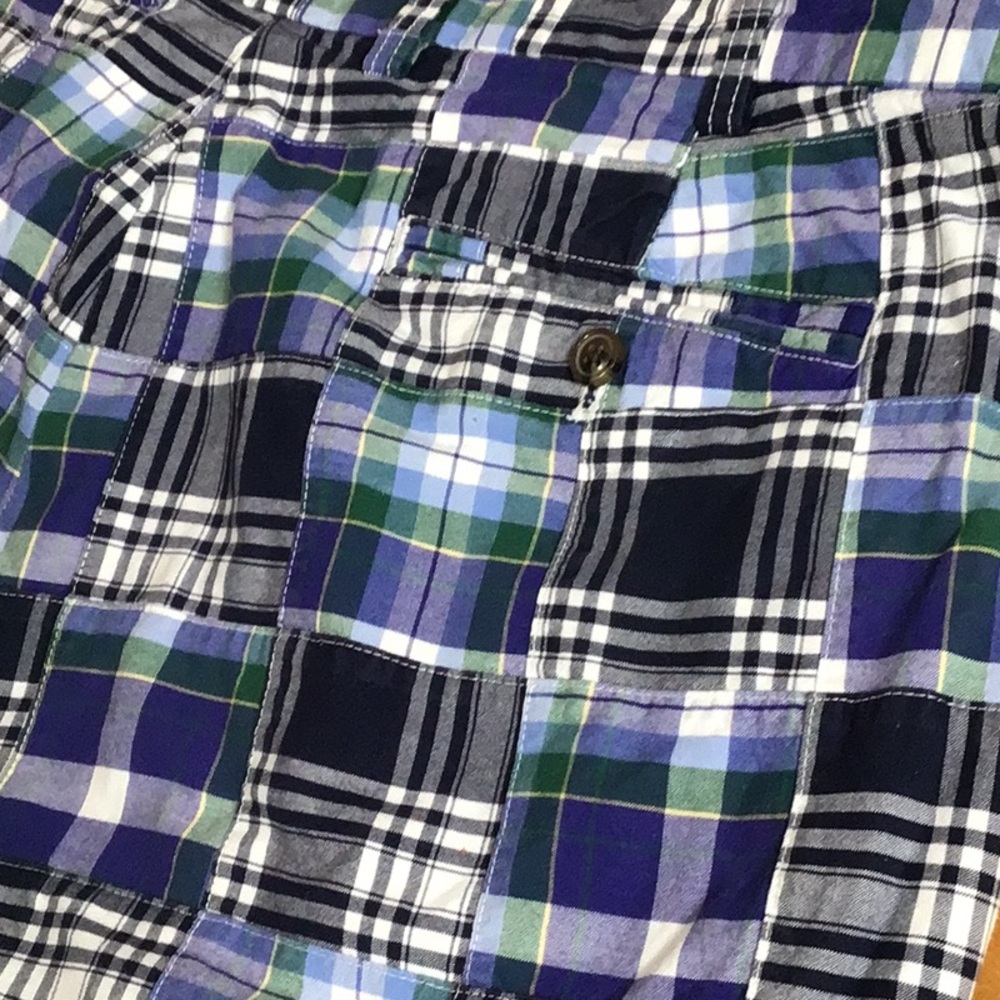 Brooks Brothers Madras -Blue, Green & White Plaid Flat Front Shorts size 42 - Picture 5 of 10